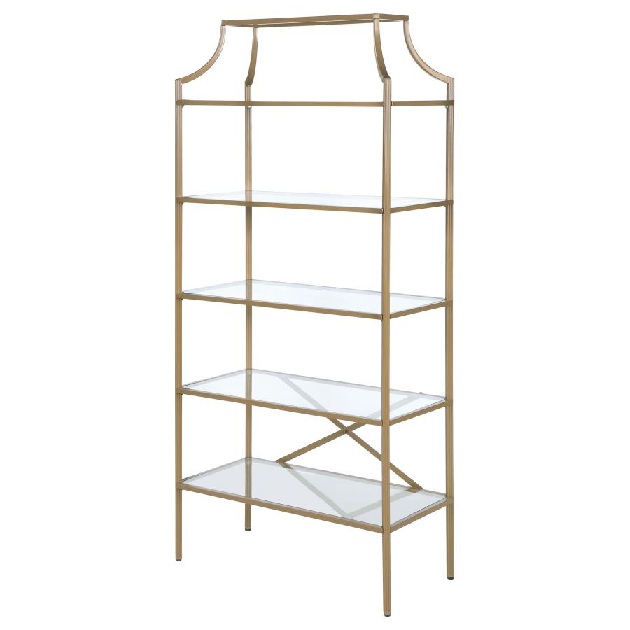 Serena 70-inch 5-shelf Glass Bookshelf Gold - 804393