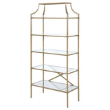 Serena 70-inch 5-shelf Glass Bookshelf Gold - 804393