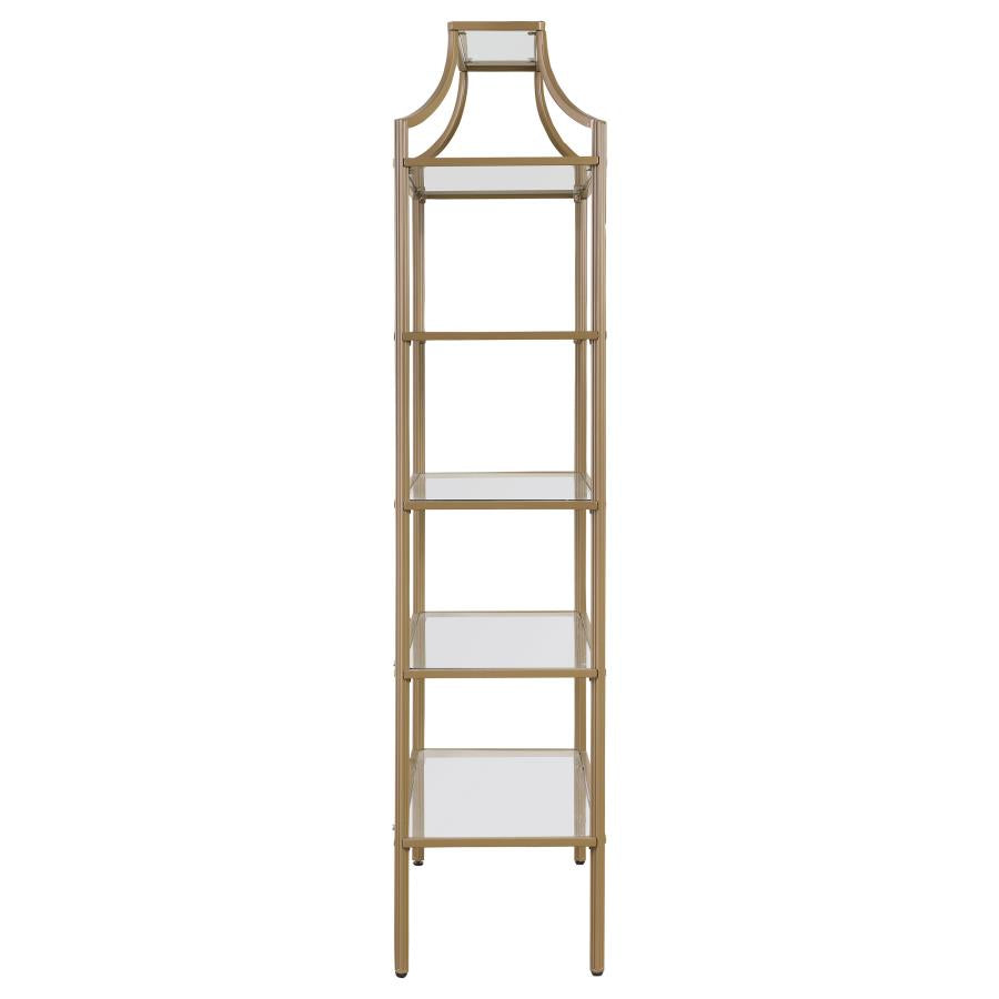 Serena 70-inch 5-shelf Glass Bookshelf Gold - 804393