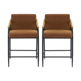 Mid Century Modern Counter Stool Set With Iron Frame