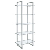 Hartford 79-inch 5-shelf Glass Bookshelf Chrome - 805538