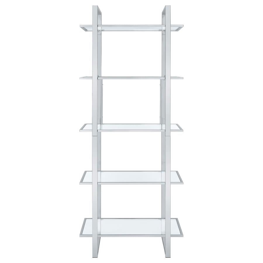 Hartford 79-inch 5-shelf Glass Bookshelf Chrome - 805538