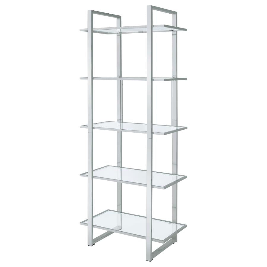 Hartford 79-inch 5-shelf Glass Bookshelf Chrome - 805538