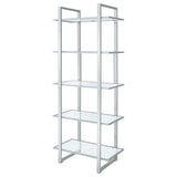 Hartford 79-inch 5-shelf Glass Bookshelf Chrome - 805538