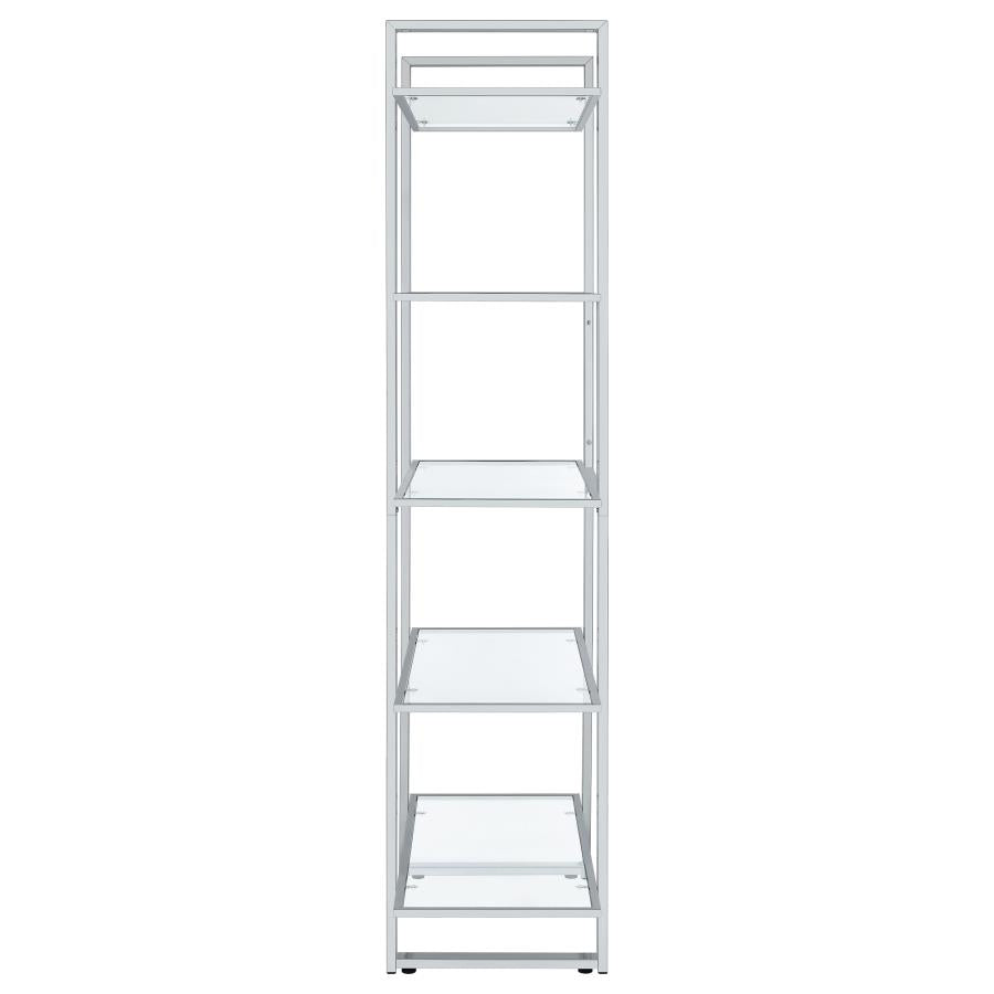Hartford 79-inch 5-shelf Glass Bookshelf Chrome - 805538