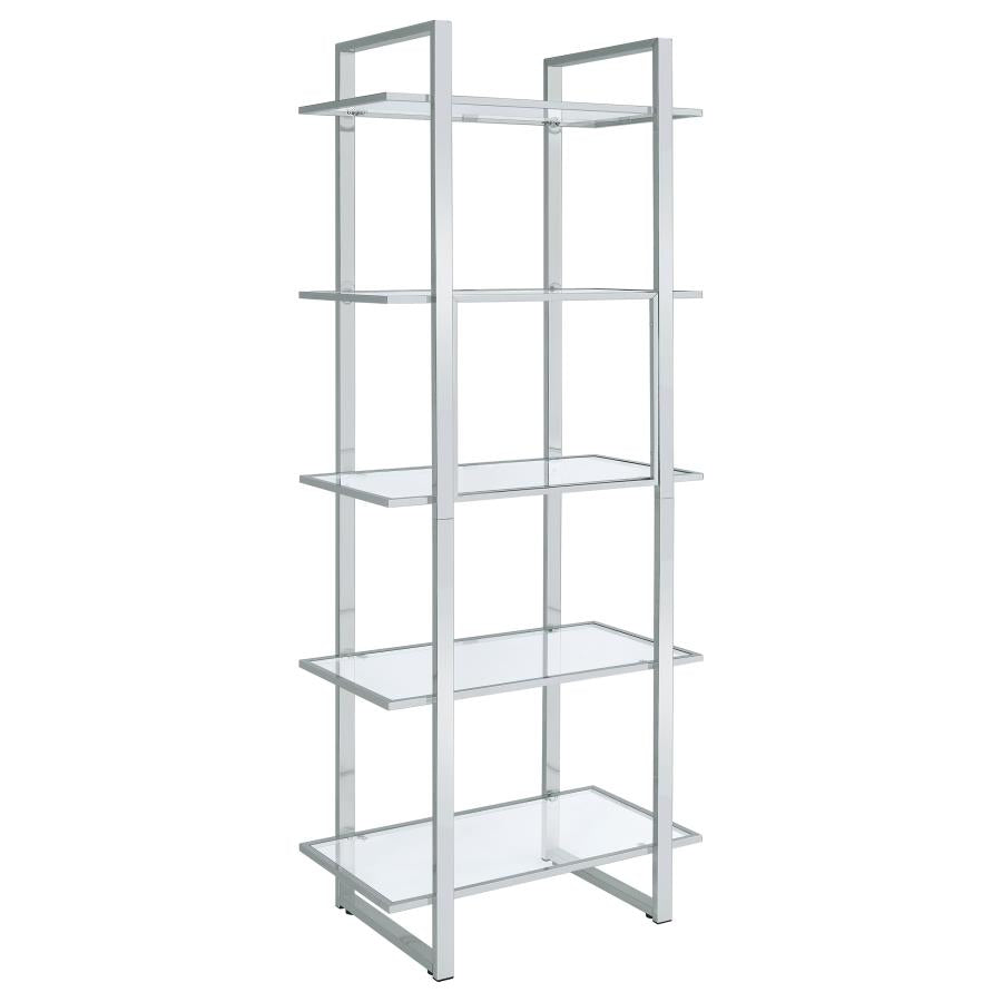 Hartford 79-inch 5-shelf Glass Bookshelf Chrome - 805538