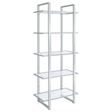 Hartford 79-inch 5-shelf Glass Bookshelf Chrome - 805538