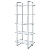 Hartford 79-inch 5-shelf Glass Bookshelf Chrome - 805538
