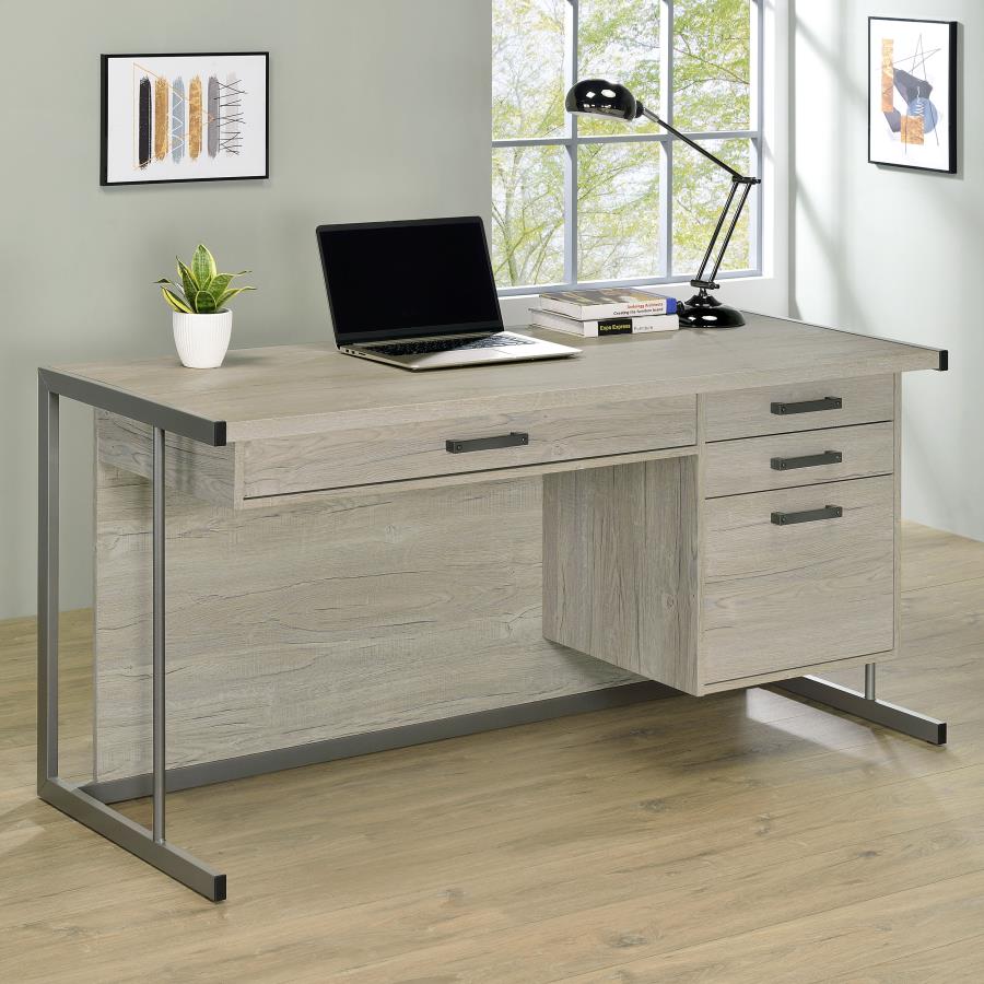 Loomis 60-inch 4-drawer Computer Desk Whitewashed Grey - 805881