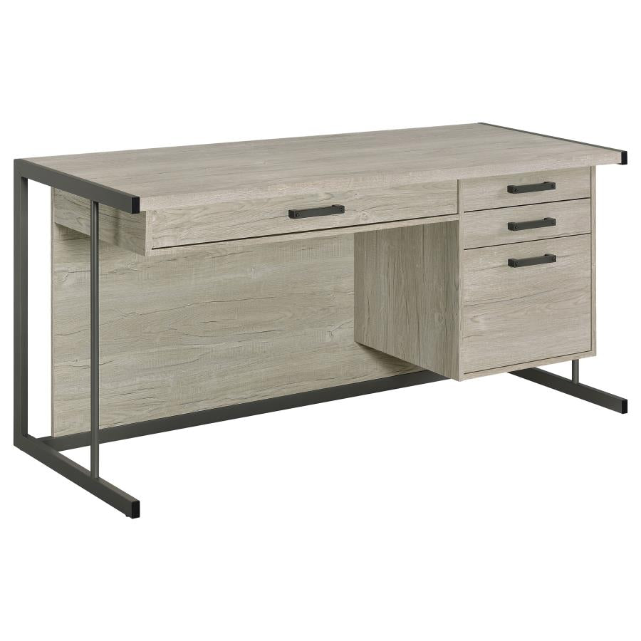 Loomis 60-inch 4-drawer Computer Desk Whitewashed Grey - 805881