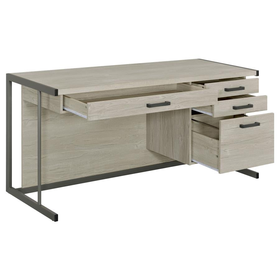 Loomis 60-inch 4-drawer Computer Desk Whitewashed Grey - 805881