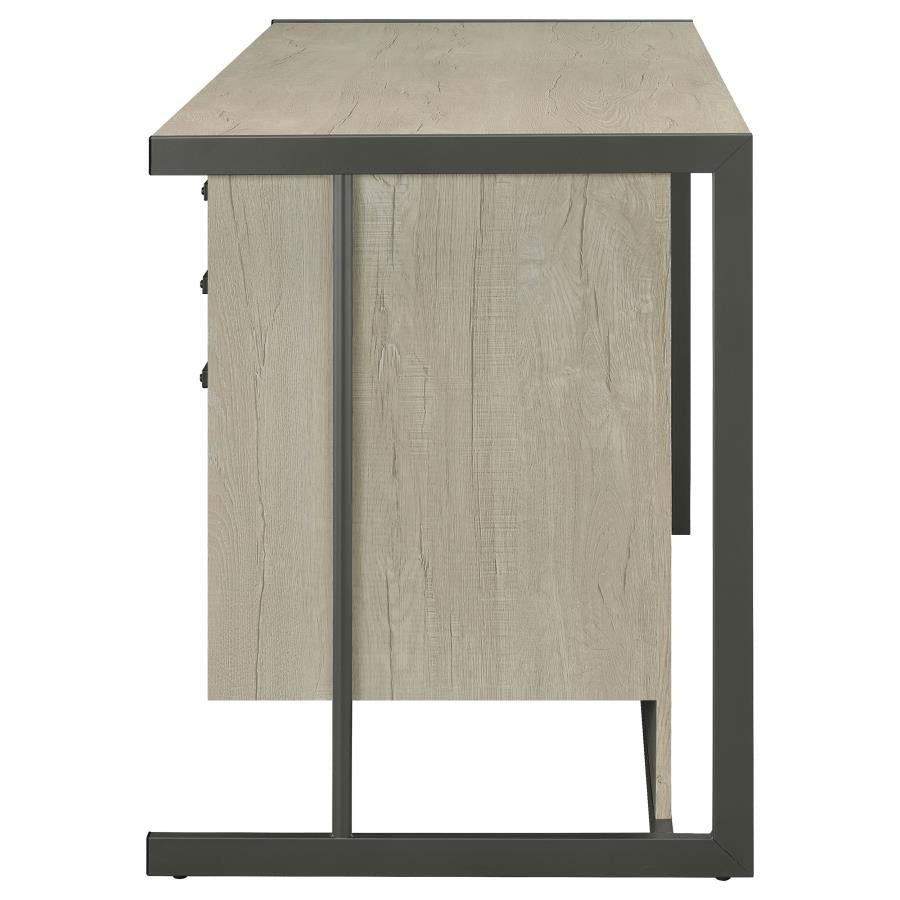 Loomis 60-inch 4-drawer Computer Desk Whitewashed Grey - 805881
