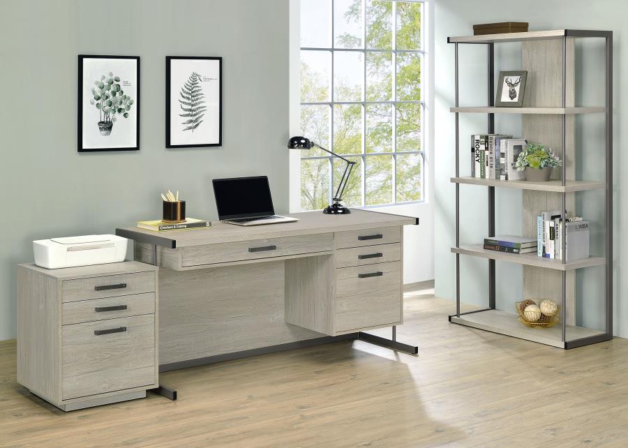 Loomis 3-drawer Home Office File Cabinet Whitewashed Grey - 805882