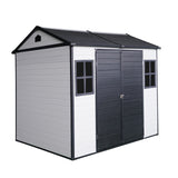 Resin Outdoor Storage Shed With Two - Window And Double - Door, Plastic Shed With Floor For Gargen, Patio, Yard, Lawn