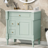 Modern Bathroom Vanity With Sink, Freestanding Cabinet With Flip Drawer & Adjustable Shelf