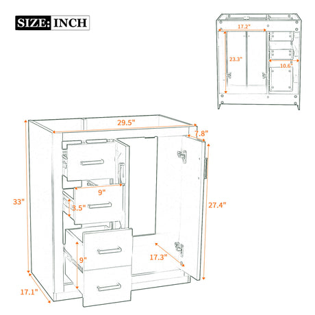 Retro Style Bathroom Vanity With 3 Drawers & Soft-Closing Doors