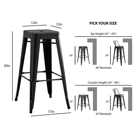 Backless Bar Stools (Set of 2) - Black
