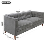 Modern 3 Seater Sofa, Upholstered Couch With Curved Armrests