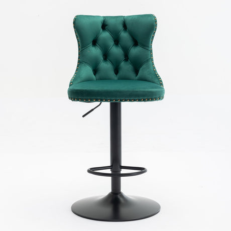 Swivel Barstools Adjusatble Seat Height, Modern Upholstered Bar Stools With Backs Comfortable Tufted For Home Pub And Kitchen Island (Set of 2)