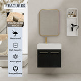 Modern Wall Mounted Bathroom Vanity With Thick Edge Resin Sink And Storage Rack