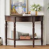 Half Moon Console Table With Drawer & Shelf