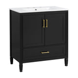 Elegant Fluted Bathroom Vanity With Sink, Soft Close Doors & Drawer