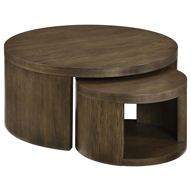 Sweeney 2-piece Round Wood Occasional Nesting Table Set Dark Walnut - 722830