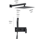 Brass Shower System With 10" Rainfall Shower Head And Handheld Sprayer - Matte Black