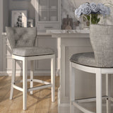 Upholstered Swivel Stool With Back