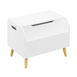 Toy Box With Front Bookshelf, Flip Top Lid, Safety Hinge For Kids Room Organization - White