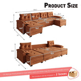 U-Shaped Sleeper Sofa With Pull Out Bed, Removable Armrests & USB Ports For Living Room