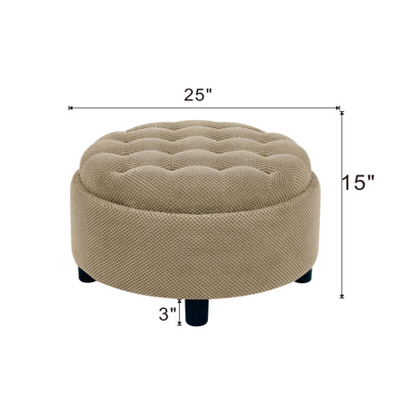 Storage Round Footstool Table Ottoman