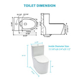 1 Piece Toilet For Bathroom, Soft Closing Seat, Dual Flush 1.1 / 1.6 Gpf - White