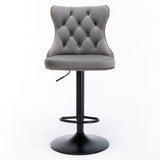 Swivel Barstools Adjusatble Seat Height, Modern Upholstered Bar Stools With Backs Comfortable Tufted For Home Pub And Kitchen Island (Set of 2)