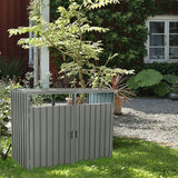 Garbage Bin Shed Stores 2 Trash Cans Metal Outdoor Bin Shed For Garbage Storage, Stainless Galvanized Steel, Bin Shed For Garden Yard Lawn
