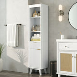 Tall Bathroom Storage Cabinet With Adjustable Shelves And 1 Drawer & Door