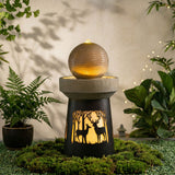 Outdoor Garden Lantern With Warm LED Light Deer Silhouette Decorative Landscape Light For Patio - White / Gray