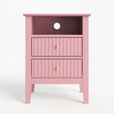 Fluted Nightstand With 2 Drawers