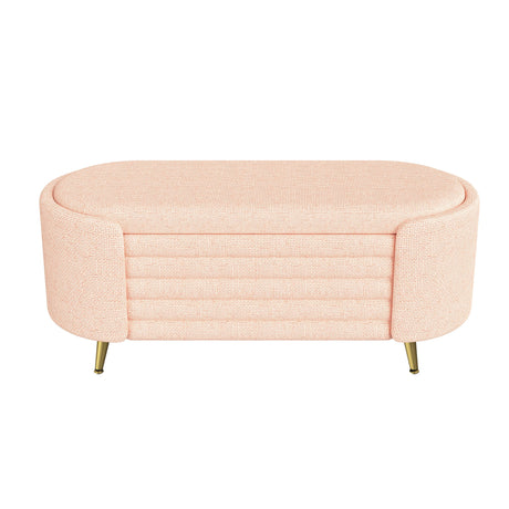 Modern Oval Storage Ottoman With Upholstery