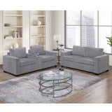 Elegant Simple Sofa Set With Console Cup Holder And Loveseat