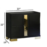 Contemporary Nightstand With 2 Drawer Storage - Black