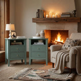 Fluted Nightstand With 2 Drawers