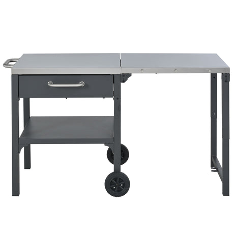 Foldable Outdoor Kitchen Cart With Storage For Patio