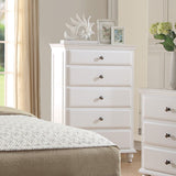 1 Piece Chest 5 Drawers Knob Handles Bedroom Furniture - White