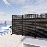 Outdoor / Indoor Divider With Freestanding Decorative Privacy Screen - Black