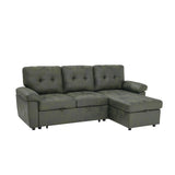 Convertible L - Sectional Sofa Bed With Storage Chaise And Padded Armrests