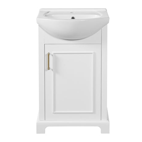 20" Bathroom Vanity With Bulged Sink, Freestanding Single Vanity Set, Soft Close Door