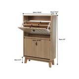 Entryway Shoe Cabinet With Flip Down Storage, Ultra Thin Freestanding Design For Home Use - Oak