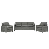 Modern Sofa Set With Double Layer Cushion And Side Storage Pockets