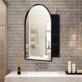 Arched Recessed Medicine Cabinet, Metal Framed Bathroom Wall Cabinet With Mirror And Adjustable Shelves, Wall Mirror With Storage For Bathroom